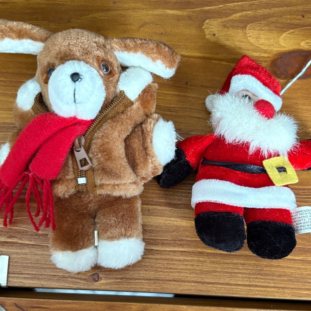 Vintage Avon Plush Dog and Santa Toy (non-Avon)